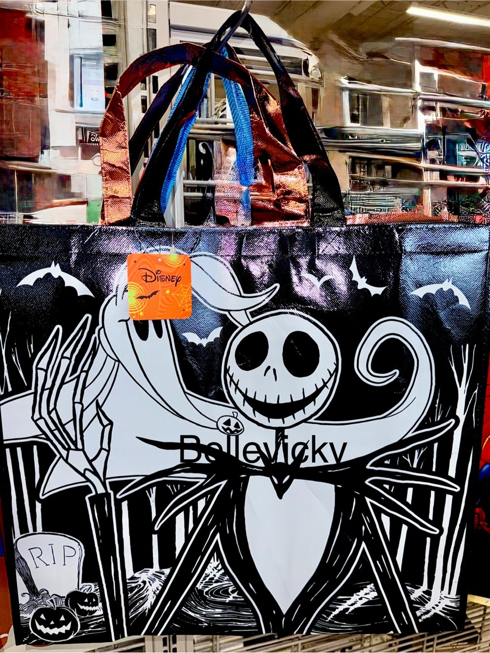 Disney Black & White Metallic Jack Skellington Halloween 🎃 Tote Bag